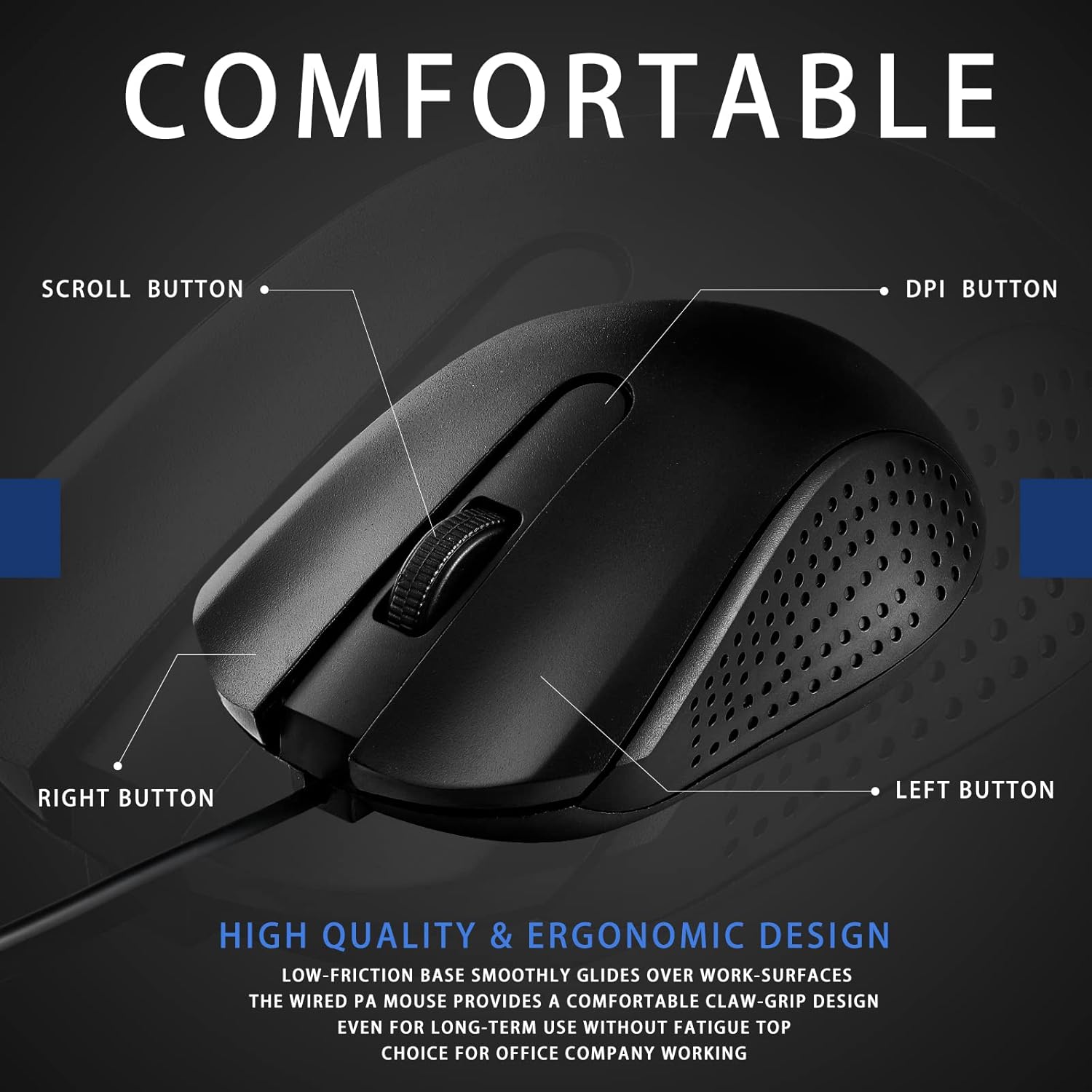 Bonuci 30 Pcs USB Wired Mouse Computer 3 Button Mice Bulk Corded USB Mouse for PC Desktop Laptop Computer Office School Home Classroom Supplies (Black) - Image 4