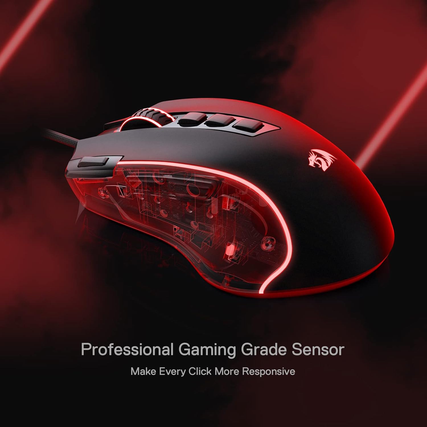 Redragon M612 Predator RGB Gaming Mouse, 8000 DPI Wired Optical Mouse with 11 Programmable Buttons & 5 Backlit Modes, Software Supports DIY Keybinds Rapid Fire Button - Image 4